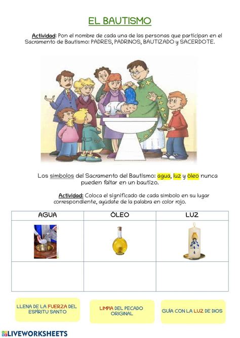 Ejercicio online de El Bautismo para 2º Primaria Puedes hacer los