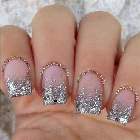 Silver Glitter French Tips Nails Gel Nails Super Nails Nails