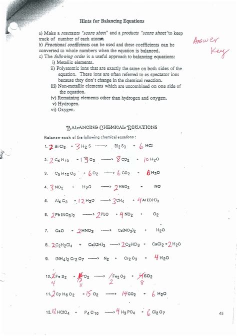 Balancing equations worksheet and key 7 23 09. Balancing Equations Practice Worksheet Key + My PDF ...