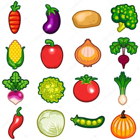 Icono De Verduras Conjunto Vector Gráfico Vectorial © Brancaescova