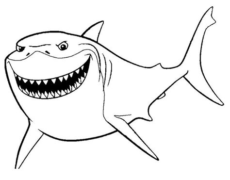 Dibujos de Gran Tiburón Blanco Sonriendo para Colorear para Colorear