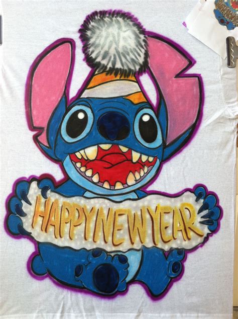 Stitch New Years Airbrush T Shirts Artwork Crafts