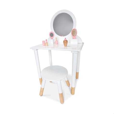 Wooden Vanity Set | Kmart | Kids vanity, Wooden vanity ... Vanity set with moving mirror & cushioned stool dressing table vanity makeup table, 2 sliding drawers,5 storage shelves, jewelry armoire weiss vanity set with mirror.
