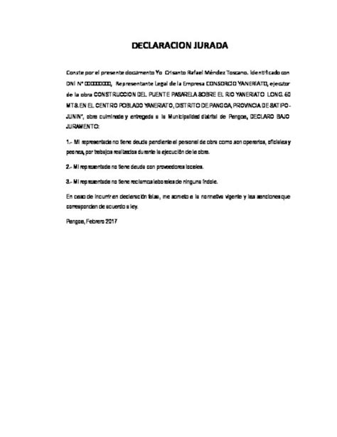 Declaracion Jurada De No Adeudo Jose Alejandro Mayta Llanco Udocz