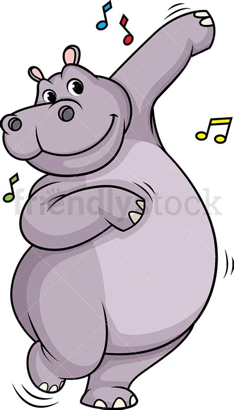 Hippo Dancing Cartoon Clipart Vector Friendlystock