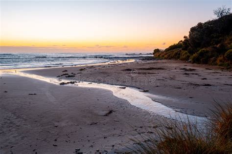 Sunset Over Ocean Beach In Australia Stock Image Image Of Green