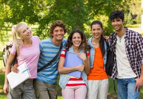 Group Portrait Of Happy College Friends Stock Image Image Of Male Group