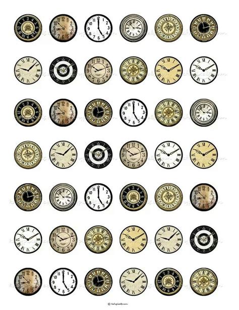 Miniature Printable Clock Faces Dollhouse Printables Digital