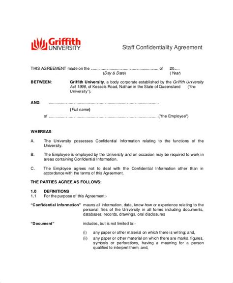10 Employee Confidentiality Agreement Templates And Samples Doc Pdf