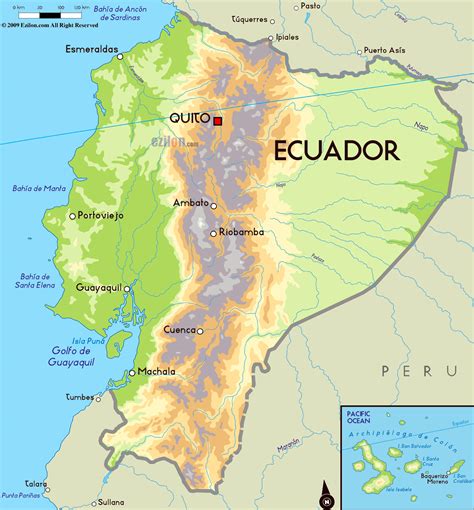 Grande Mapa Físico De Ecuador Con Principales Ciudades Ecuador