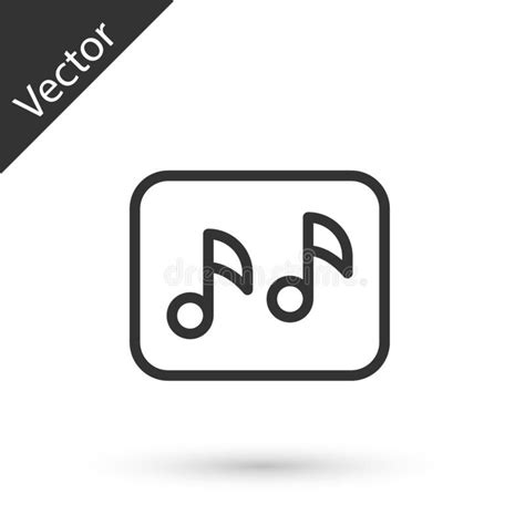 Grey Line Music Note Tone Icon Isolated On White Background Vector