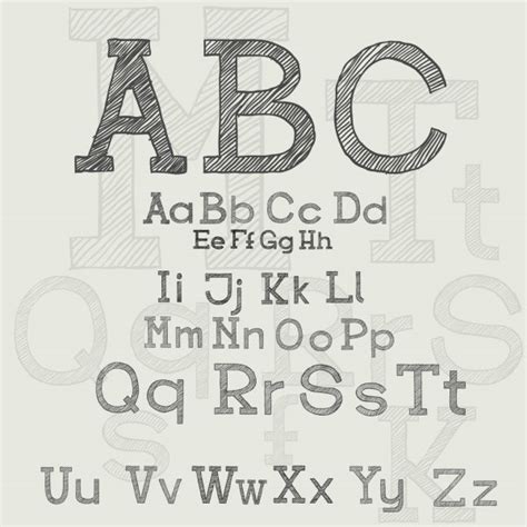 Hand Drawn Doodle Sketch Abc Alphabet Letters Vector Illustration