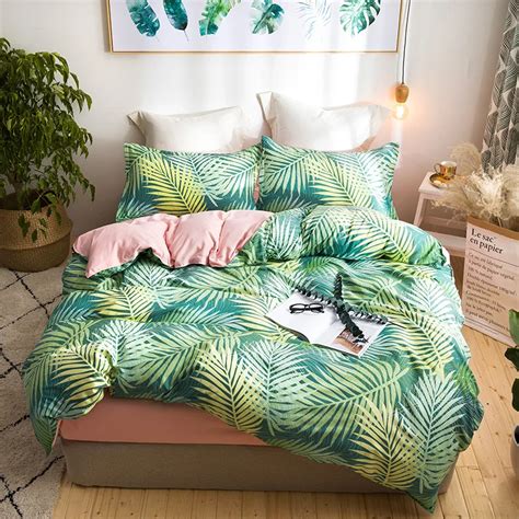Tropical Plants Palm Leaves Bedding Sets Single Queen King Size Duvet Cover Set Bed Linen Quilt