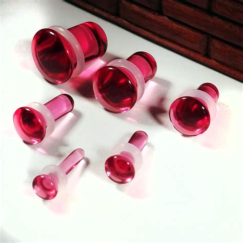 Glass Plugs Gauges Pink Glass Plugs Single Flare Body Etsy