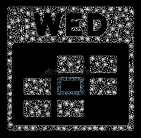 Glowing Mesh Wire Frame Wednesday Calendar Grid With Light Spots Stock