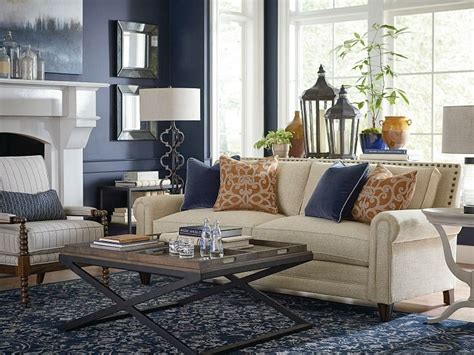 Transitional Blue And Cream Living Room