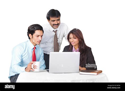 Three Indian Business Man Working Stock Photo Alamy