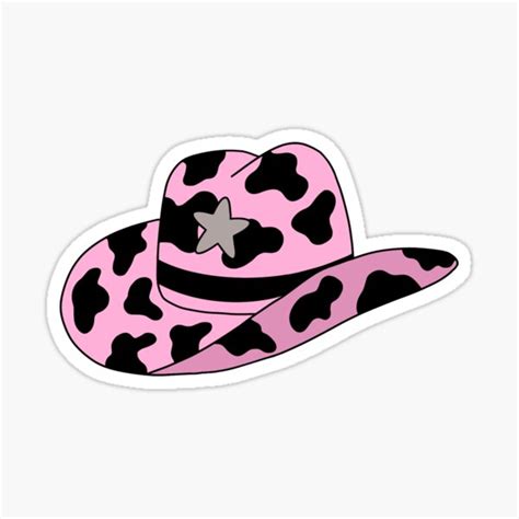 Pink Cow Print Cowboy Hat Sticker For Sale By Haileighamaya Redbubble