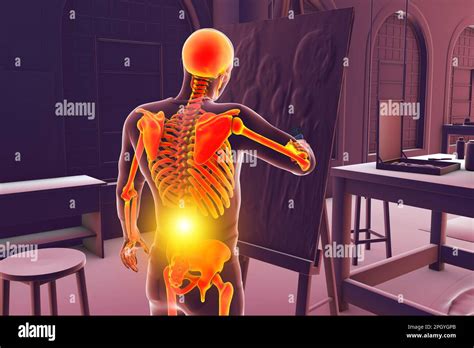 Artist With Back Pain Illustration Stock Photo Alamy
