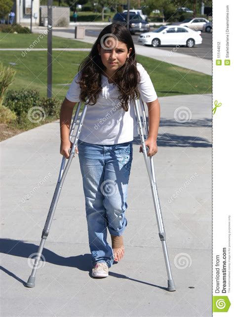Young Girl With Crutches Stock Photo Image Of Accident