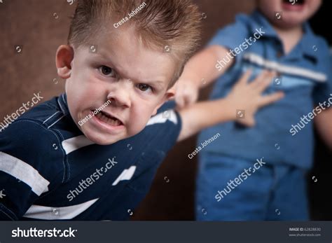 Angry Little Boy Glaring Camera Fighting Stock Photo 62828830