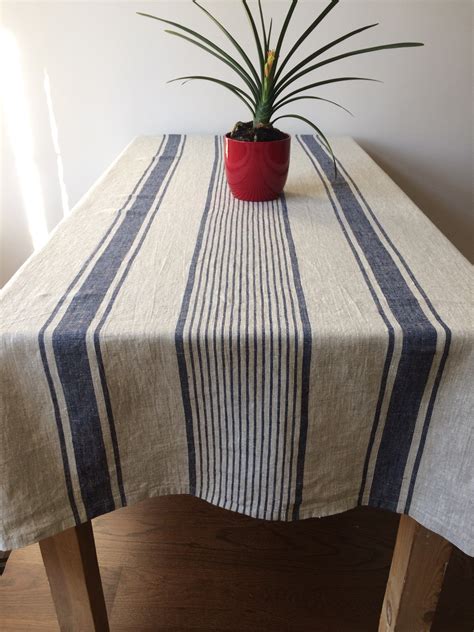 Linen Tablecloth Striped Table Cloth Square Tablecloth Rustic Table