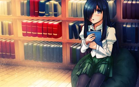 Girl Brunette Library Books Anime Wallpaper 1680x1050 9304