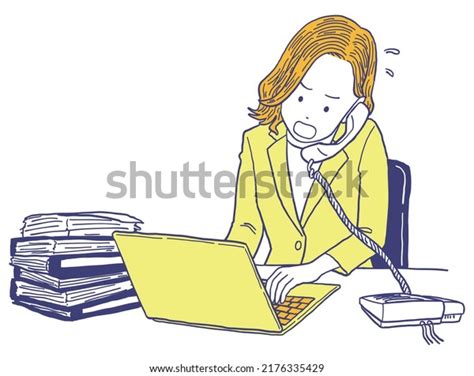 Busy Businesswoman Typing While Calling Stock Vector Royalty Free