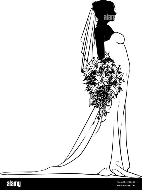 Bride Bridal Wedding Dress Silhouette Woman Design Stock Vector Image