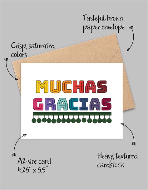 Muchas Gracias Card Fun Thank You Cards For Teachers For Etsy