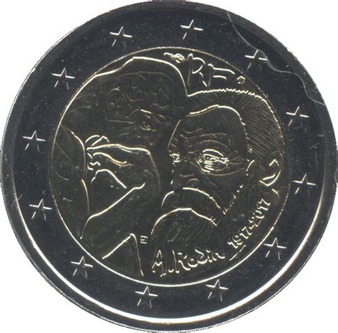 France 2 Euro Coin 100th Anniversary Of The Death Of Auguste Rodin