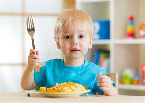 Kid Eating Healthy Food At Home Stock Photo Image Of Glass Adorable