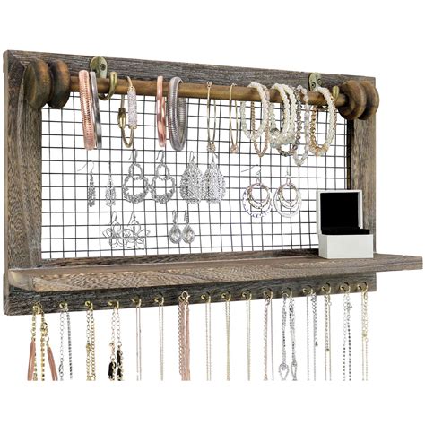 Our most popular wood rustic armoire, a classic southwestern piece of mexican rustic furniture. GreenCo - Greenco Rustic Wooden Wall Mount Jewelry ...