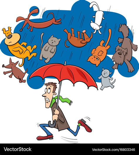 Saying Raining Cats And Dogs Cartoon Royalty Free Vector