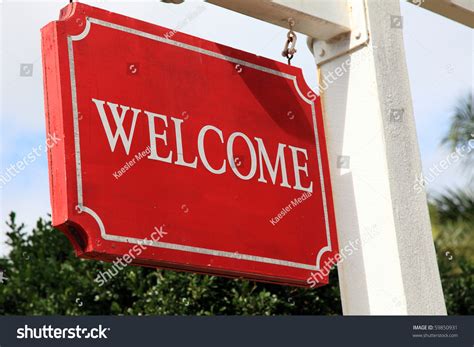 Red Welcome Sign Hotel Restaurant Stock Photo 59850931 Shutterstock