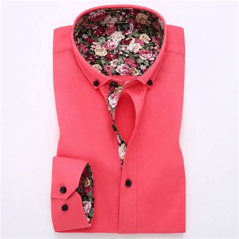 Solid Color Serise Long Sleeve Mens Button Down Dress Shirts Button