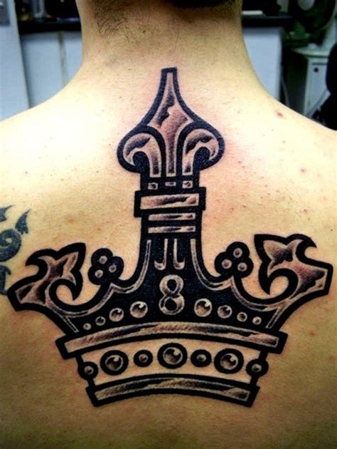 Large Black Crown Tattoo On Back Tattooimagesbiz
