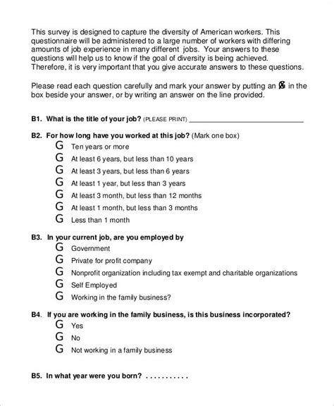 Free 54 Questionnaire Samples In Pdf Ms Word Pages Questionnaire Sample Questionnaire