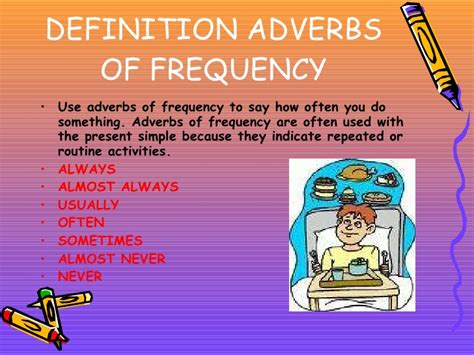 Aug 18, 2018 · adverbs can modify a verb or adjective in several ways, by providing information about emphasis, manner, time, place, and frequency. ADVERBS OF FREQUENCY