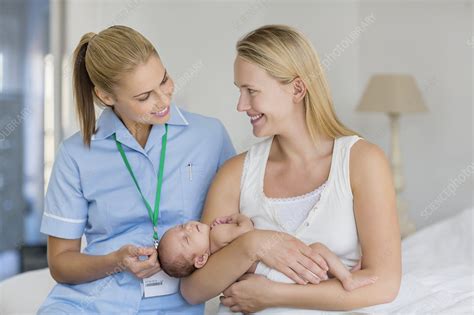 Mother And Nurse With Newborn Baby Stock Image F Science
