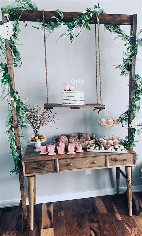 This is a fun idea and often. Simple Neutral Birthday Party #greenery #party # ...