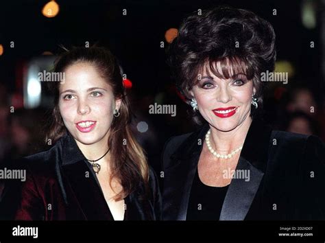 Actress Joan Collins And Her Daughter Arrive At The Dominion Theatre