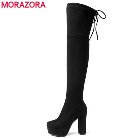 Size 34 43 New 2021 Over The Knee Boots Women Faux Suede Thigh High Boots Platform Stretch Slim