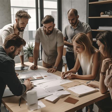 Grupo De Personas Trabajando En Un Plan De Negocios En Una Oficina