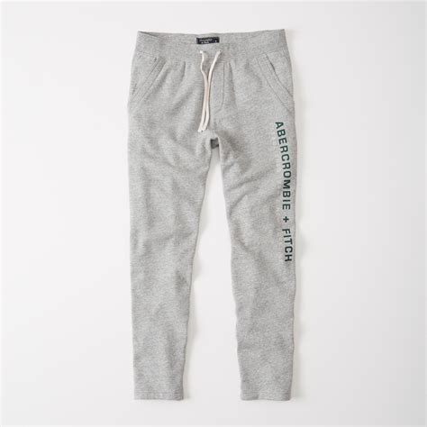 lyst abercrombie and fitch classic logo sweatpants in gray for men