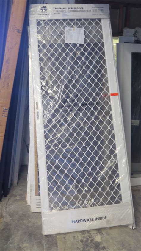 Security Screen Door 36 X 96 Diamond Pattern Grill White Painted