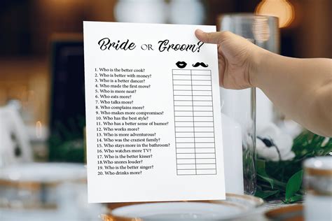 5 Wedding Reception Games Printable Wedding Reception Game Etsy