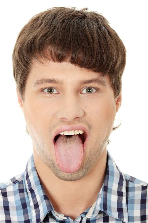 Young Handsome Man Showing Tongue Stock Image Image Of Close Look