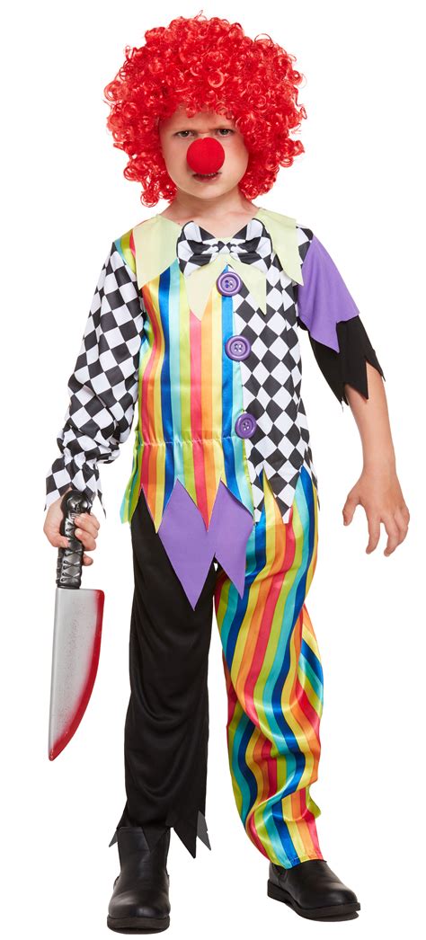 Killer Clown Kids Halloween Fancy Dress Circus Boys Girls Childrens