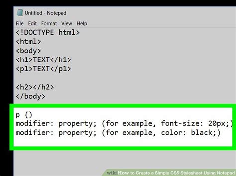 How To Create A Simple Css Stylesheet Using Notepad Wiki Markup Languages